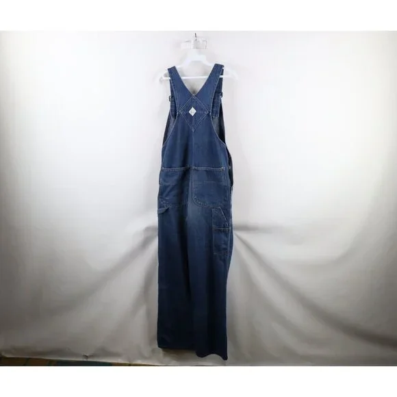 Vintage 60s 70s Big Mac Mens 30x32 Distressed Square Bak Denim Overalls Bibs USA